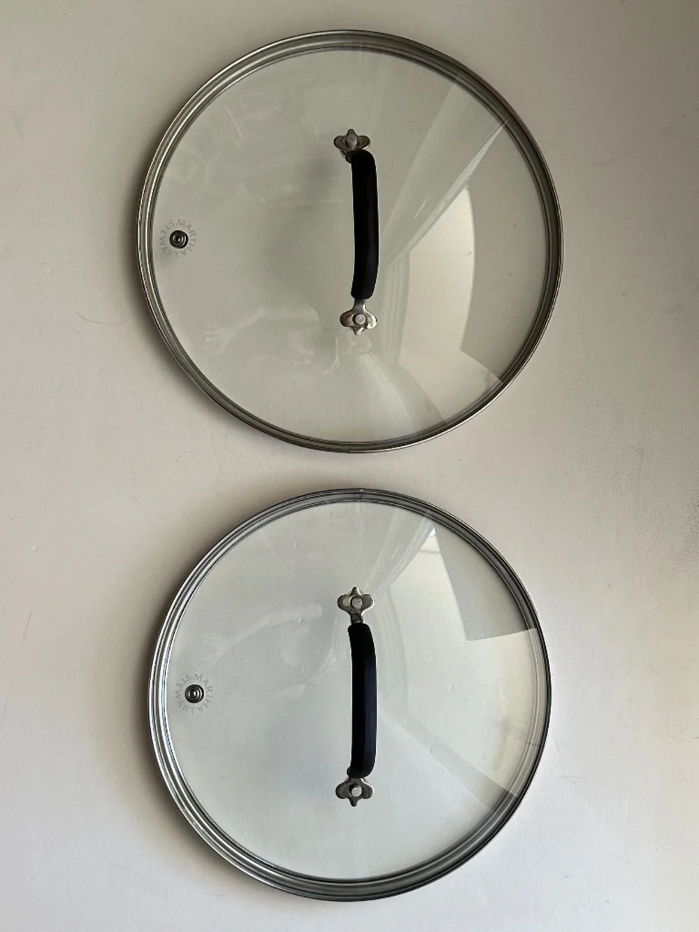 2 Martha Stewart Glass Pan Lids (9 inch and 10 inch)